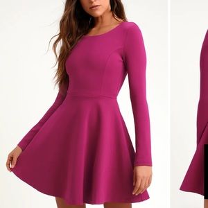 Forever Chic Magenta Long Sleeve Dress
